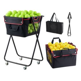 Tennis Ball Hopper, Holds 175 Tennis Balls Or 290 Pickleballs, Foldable Pickleball Basket Cart With Wheels For Easy Pick Up, Portable Baseball Ca (Option: Default)