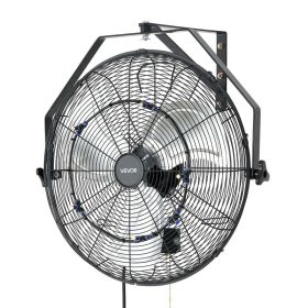 Wall Mount Fan, 20 In Wall Mounted Hanging Fan With Mist, IP44-rated Protection, 3-Speed, Long Airflow Distance, Adjustable Rotation Angle, Power (Option: Default)