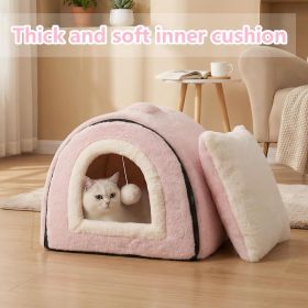 Cat Bed for Indoor Cats Foldable cat cave Anti-Slip   Water-Resistant Bottom cat Houses for Indoor Cats or Small Dogs Kitten Tent (size: Pink   L)