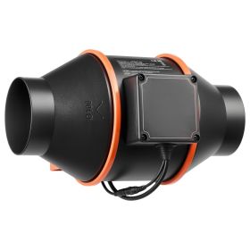 Inline Duct Fan Kit With Carbon Filter, 205 CFM 4 Inch EC Motor Ventilation Fan With 3-Speed Circulation, 10-Speed PWM Controller, Timer, Cooling (Option: Default)